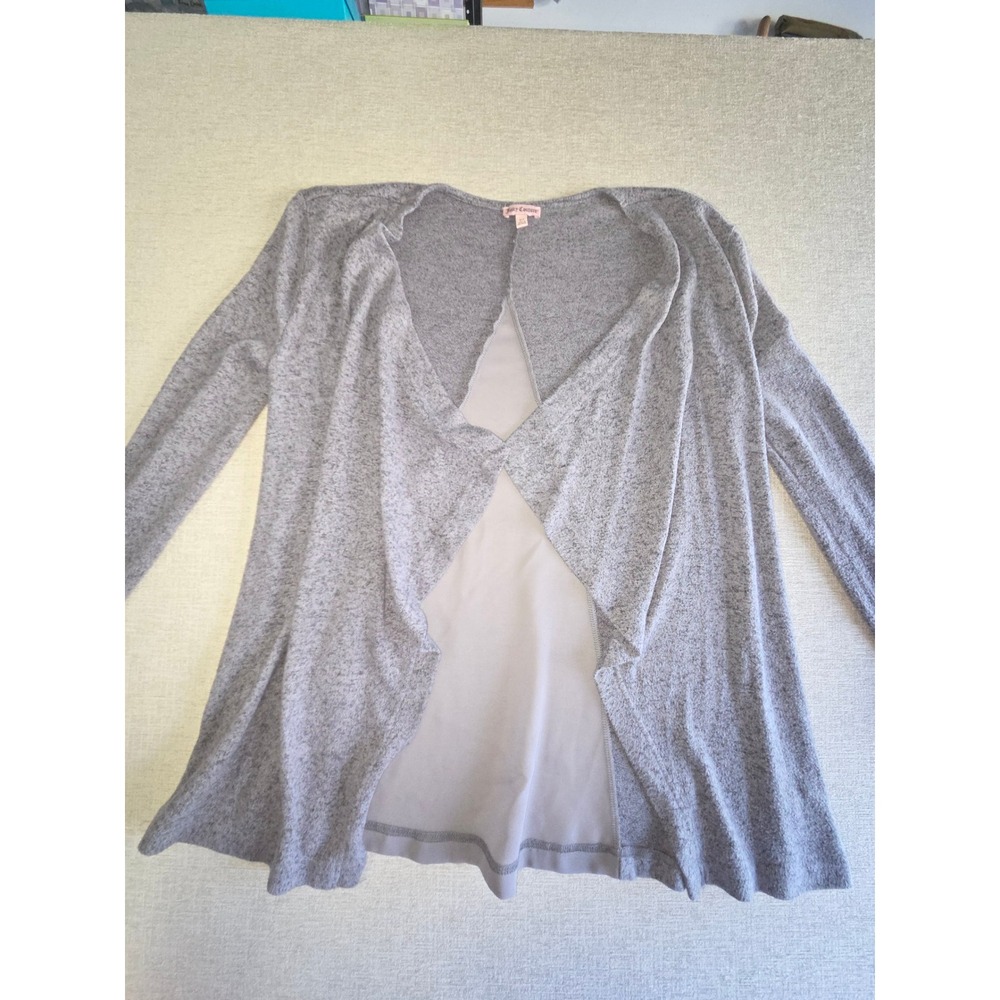 Juicy Couture Gray Open Front Draped Cardigan XS Soft Knit lightweight sweater